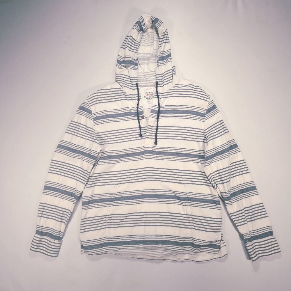 Lucky Brand Cotton Baja Striped Popover Longsleeve Mens XL Excellent Condition